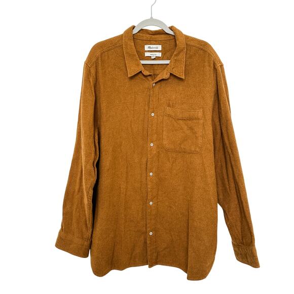 Madewell Perfect Fit Sunday Flannel Button Down‎ Shirt Brown Men's Size XXL - Picture 1 of 7